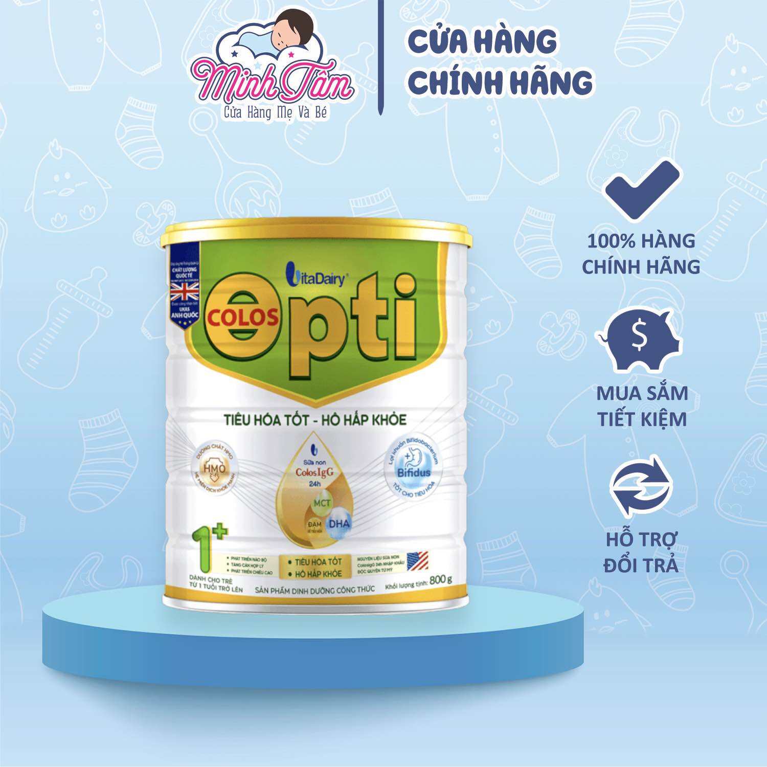 Có mã QR Sữa bột Colos Opti 1+ 800g