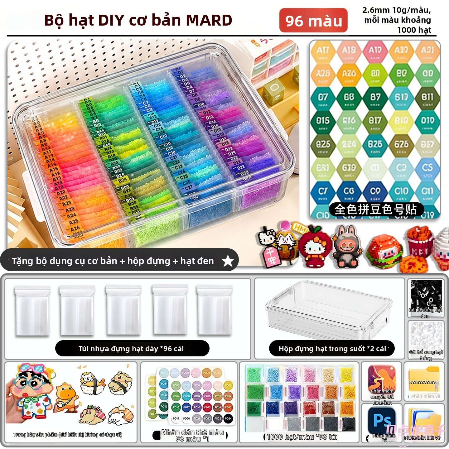 BEIDIANNI | Bộ DIY Hạt Đầy Đủ với Dụng Cụ và Túi Lưu Trữ