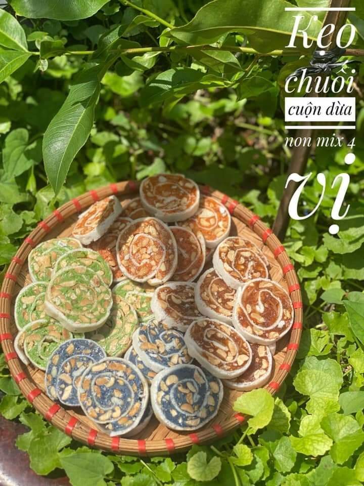 Kẹo chuối cuộn dừa non mix 3 vị 1kg