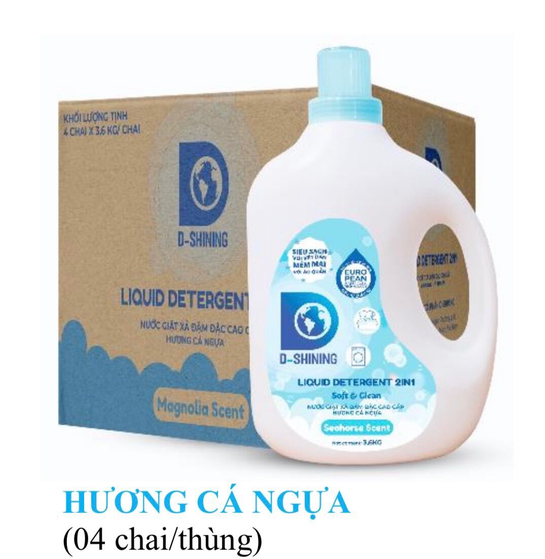 Nước giặt xả d-shining đậm đặc cá ngựa xanh 3.6l