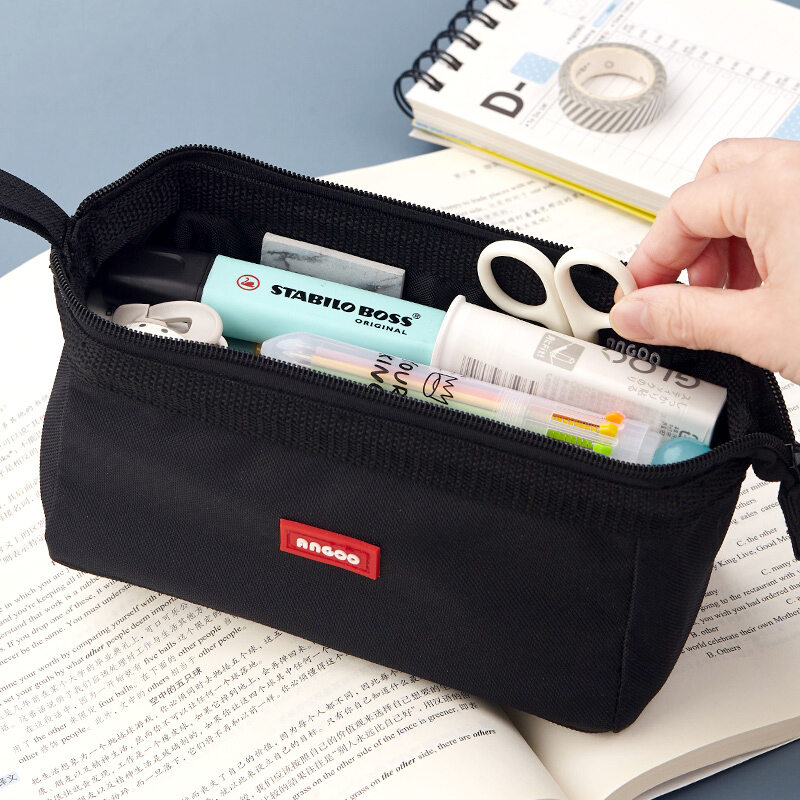 Simple Female Pencil Case Primary School Student Japanese Middle School Student Large Capacity Internet Celebrity Stationery Box Korean Junior High School Student Pencil Box Ins Canvas Boy High School Student High School Student High-Grade Japanese Stain-
