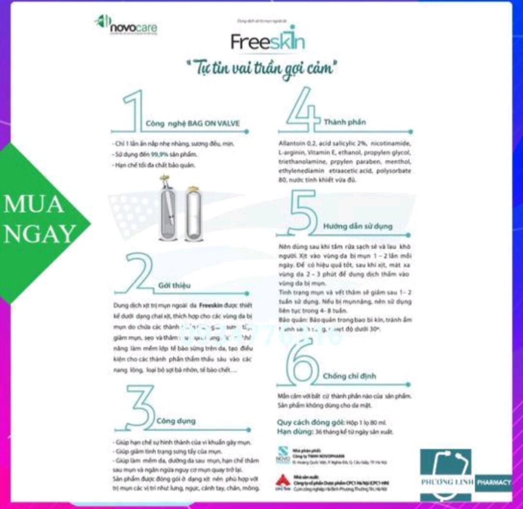 Freeskin dung dịch xịt mụn 80ml và gel tắm 250ml