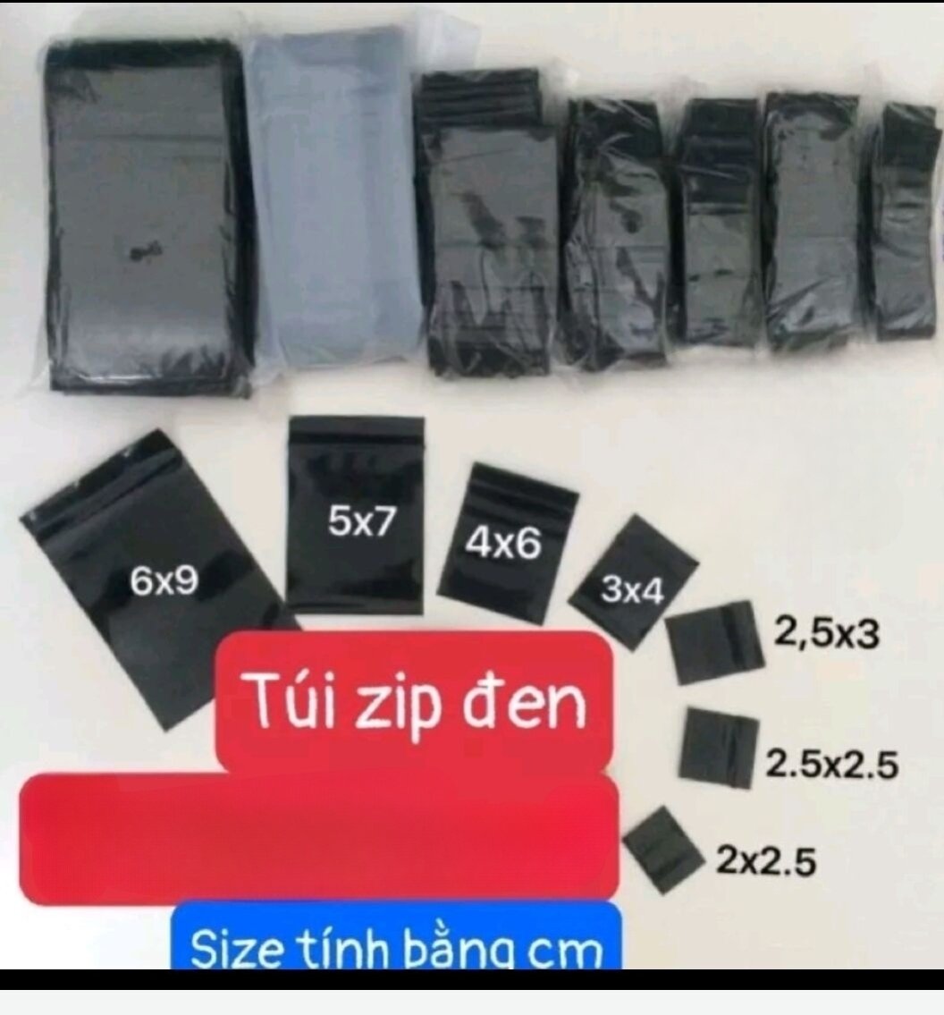 Túi zip mini nhỏ màu đen hai mặt
