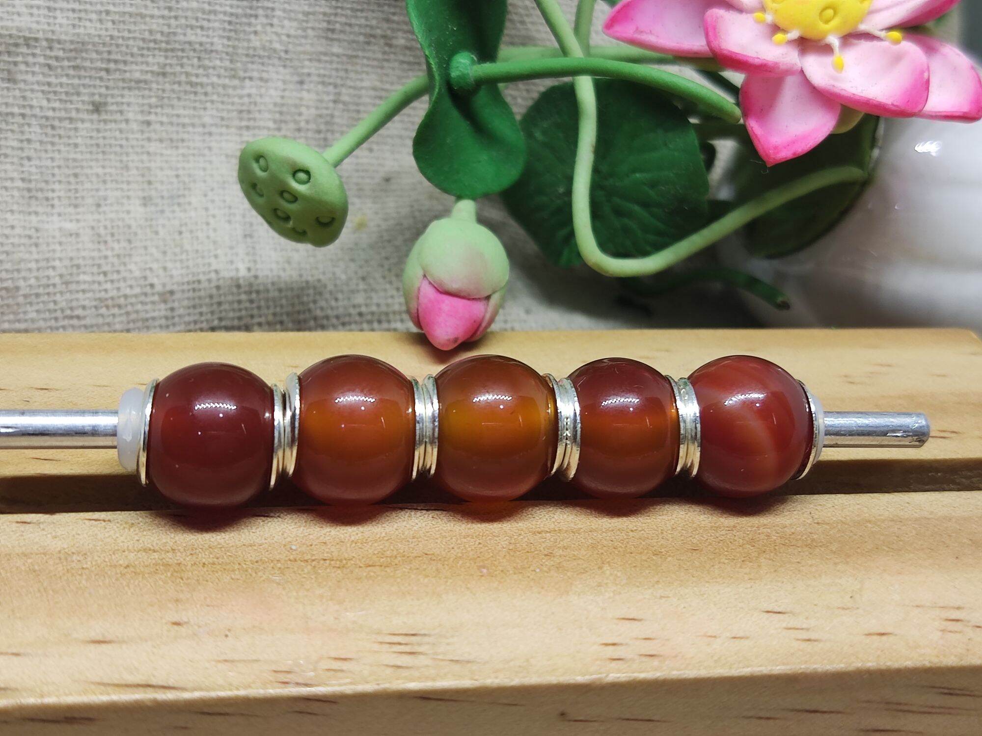 GauBee Charm bạc 925 đá mã não đỏ nâu