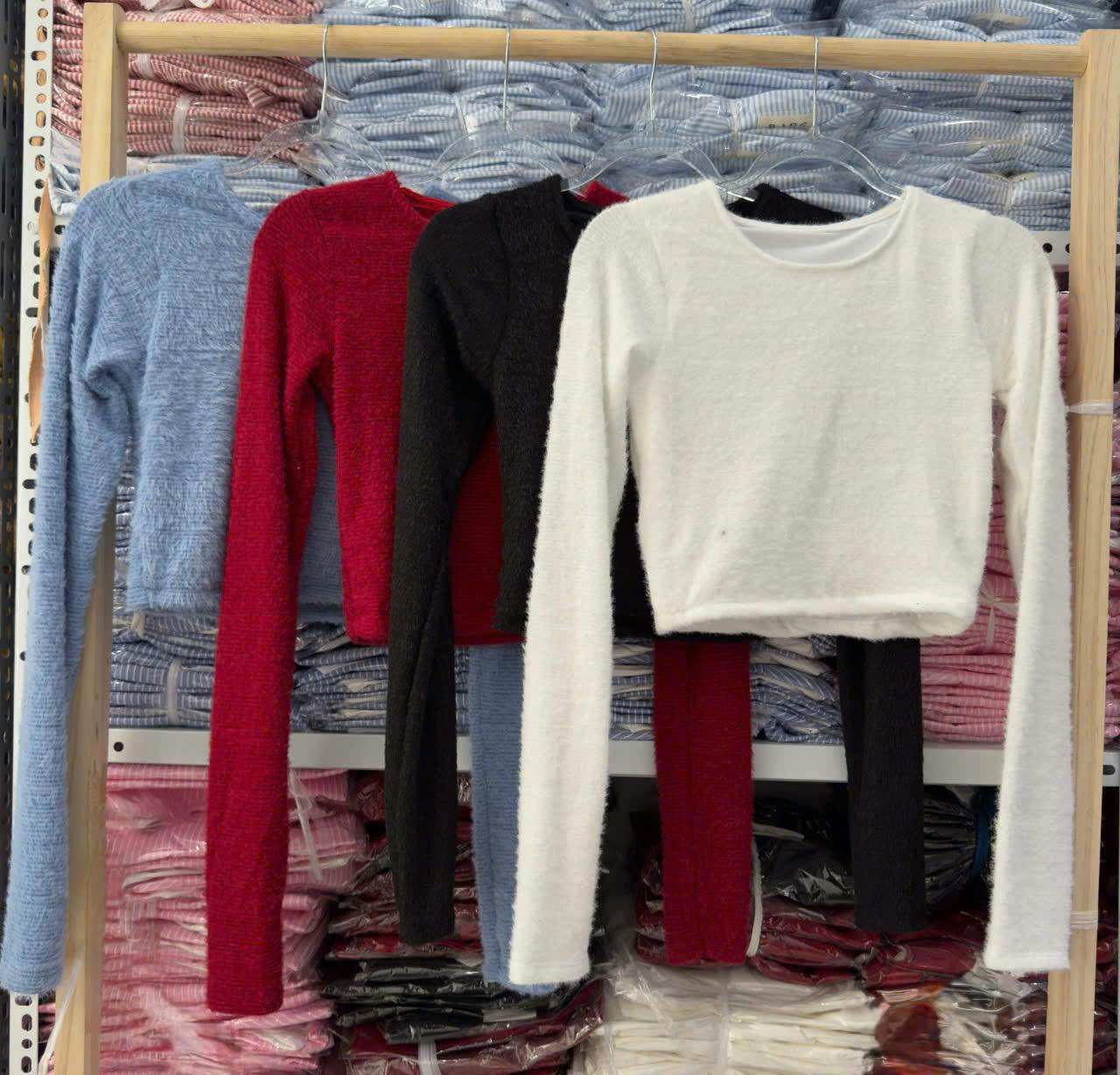 Áo Croptop Cổ Tròn Lông Tay Dài