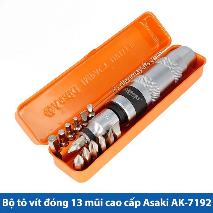 Bộ tô vít đóng asaki - ak 7192 13 mũi đóng có trợ lực