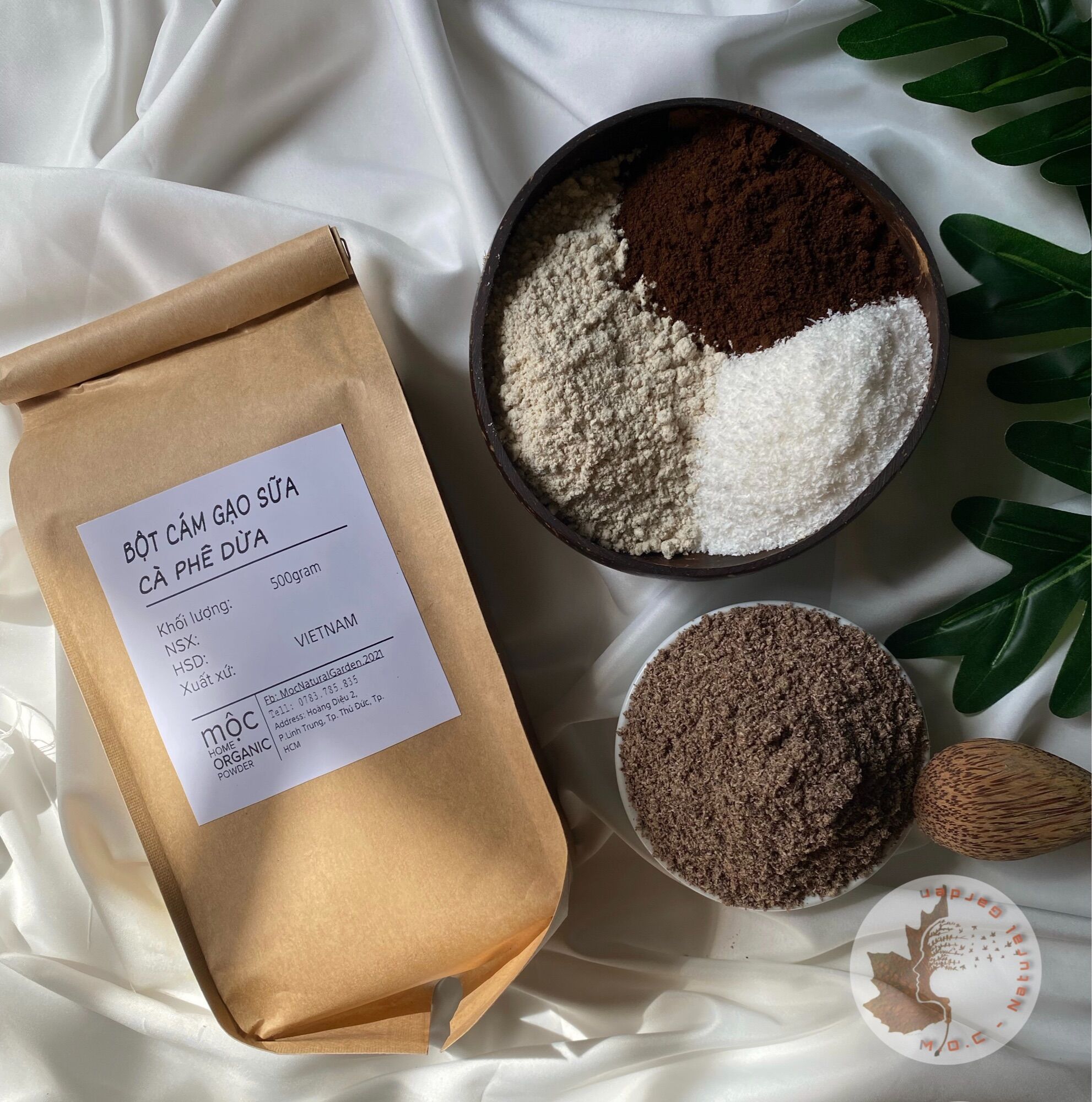 Bột tắm trắng cám gạo sữa cà phê dừa 500gram