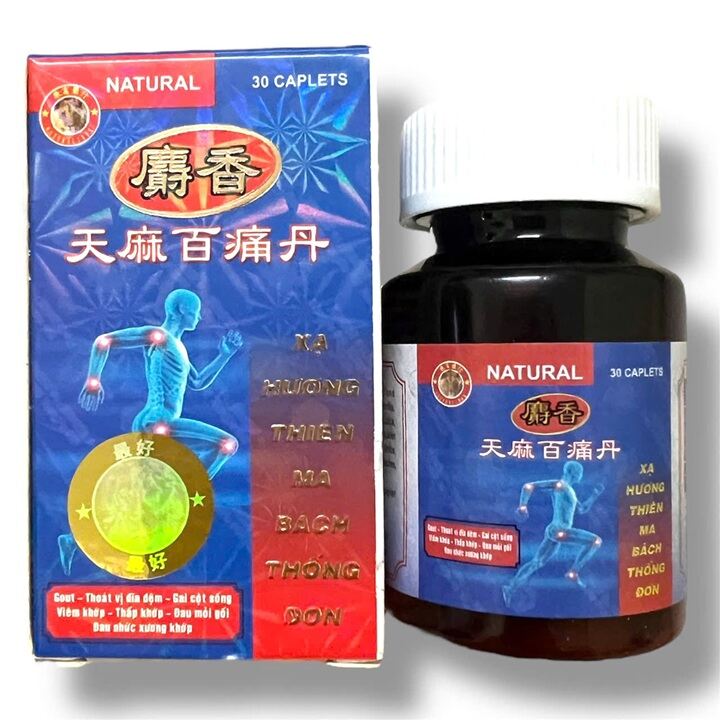 Viên uống đau nhức xương khớp Xạ hương thiên ma bách thống đơn - Hộp 30 viên - Xuất xứ Malaysia - Mã