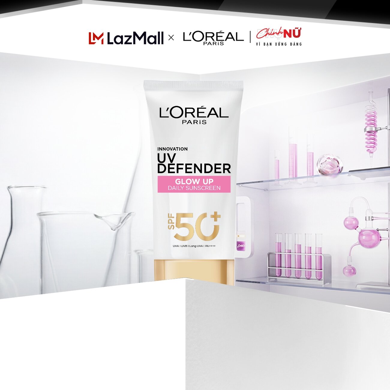 Kem chống nắng Nâng tông Giảm thâm Mịn Nhẹ Bảo vệ da Chống Lão hóa L’Oreal Paris UV Defender SPF 50+ PA++++ 50ml​