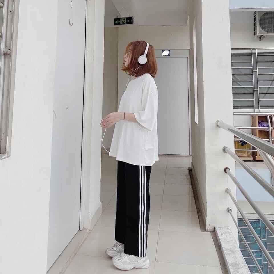 Quần Thể Thao 3 Sọc Ống Rộng Dễ Phối Đồ Basic ( Kèm Ảnh Thật )