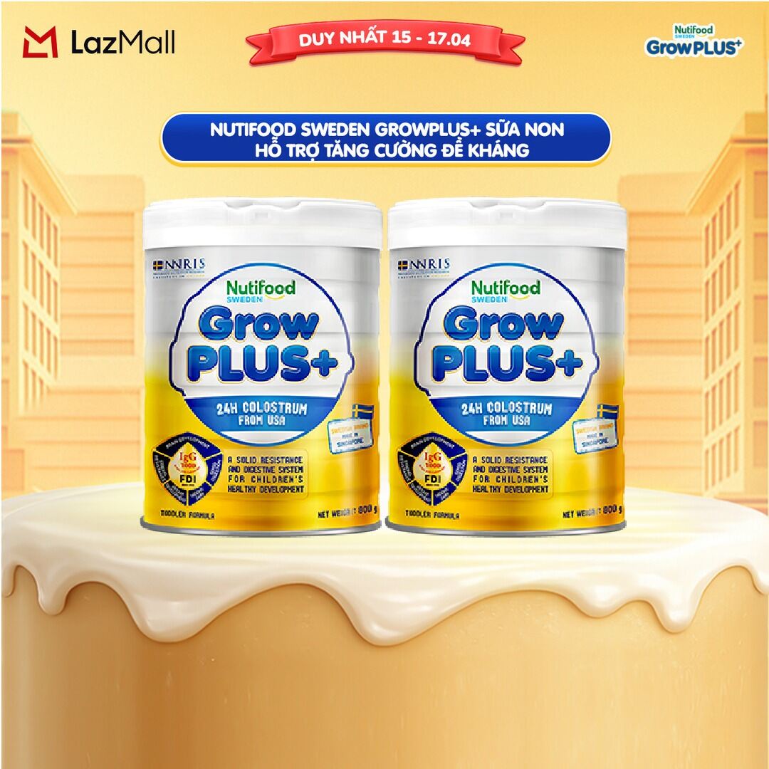 Combo 2 Sữa non GrowPLUS+ (vàng) - Hỗ trợ tăng cường đề kháng Singapore tăng cường hệ miễn dịch và hấp thu chất dinh dưỡng 1+ (2lon x Lon 800g) - Grow Plus+