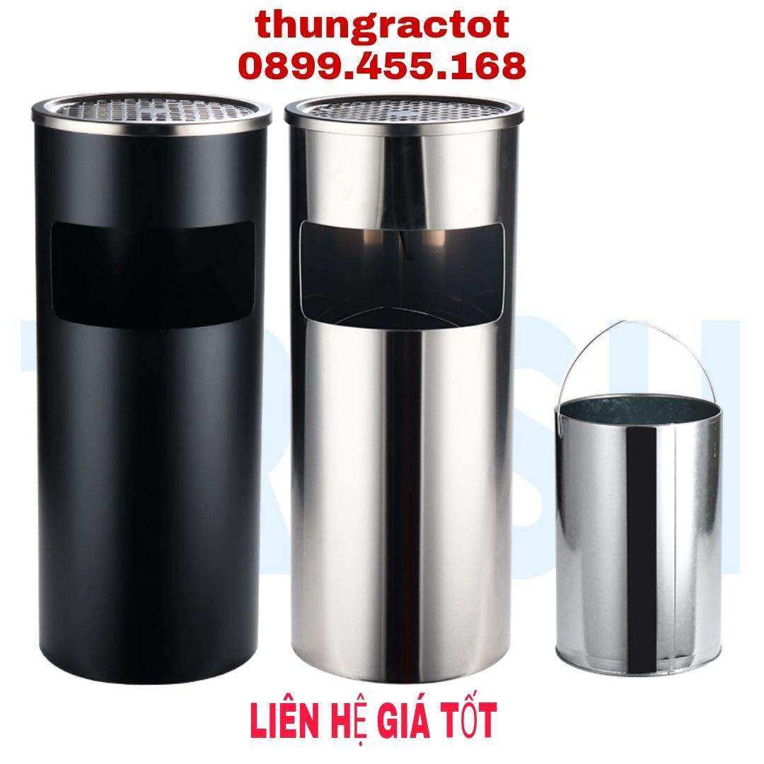 Thùng rác inox có gạt tàn