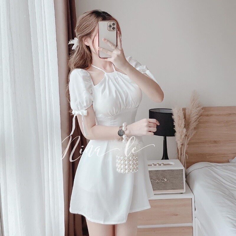 [Ảnh thật] 55-90kg Bigsize ĐẦM CỔ YẾM XINH XẮN