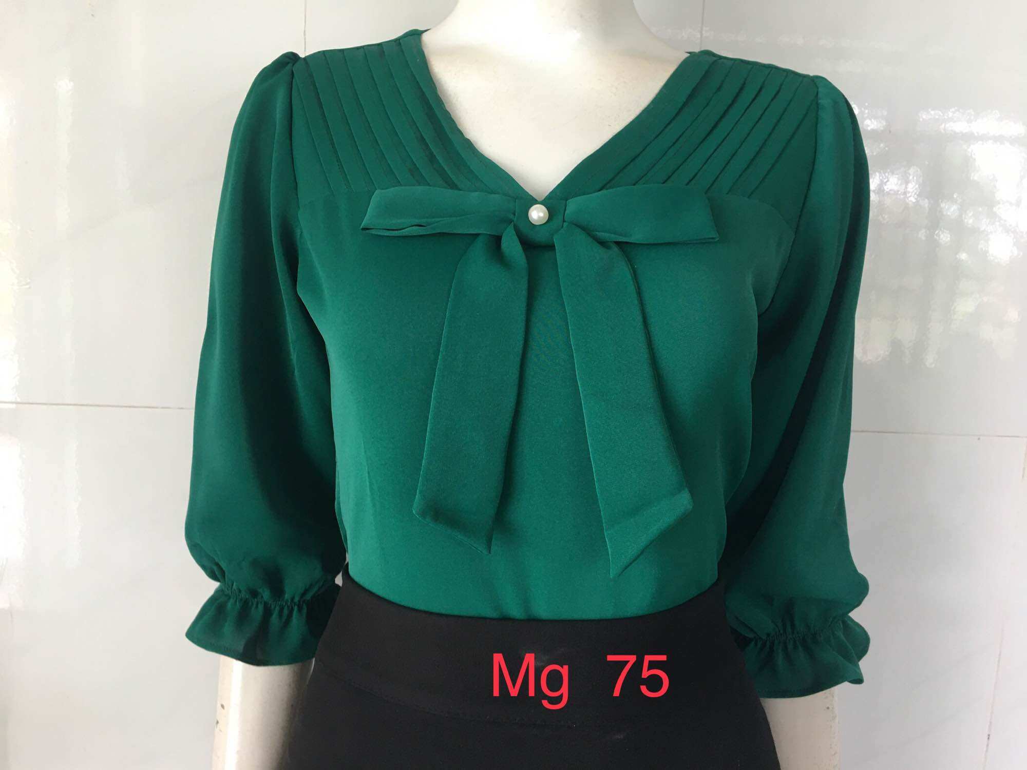 Áo công sở cổ nơ full size 745