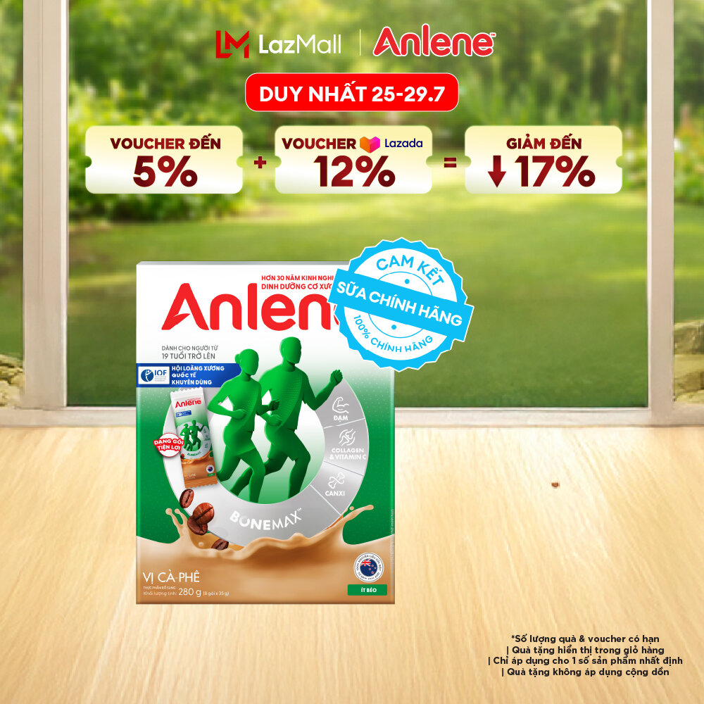 [Voucher giảm đến 26%]Sữa Bột Anlene Hương Cà Phê Dạng Gói Tiện Lợi (8 Gói x 35G)