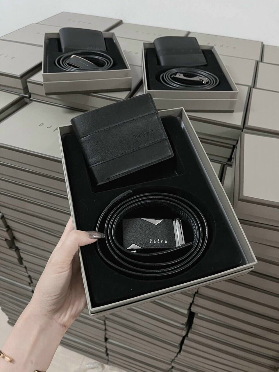 [Fullbox + Túi giấy] Set ví và thắt lưng nam pedro cao cấp