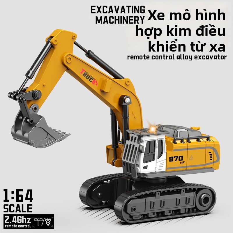 Xe Công Trình Điều Khiển Từ Xa Mini Bằng Kim Loại 1:64