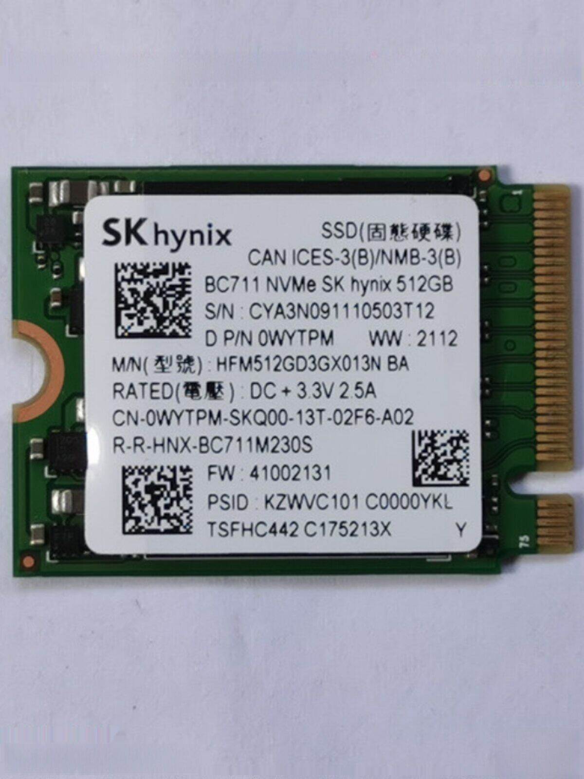 SKynix BC711 512G M.2 2230 PCIe NVMe SSD Notebook Solid State Drive High Speed Data Transfer Laptop Internal Storage Giá 2,564,000 Đồng*Miễn phí vận chuyển