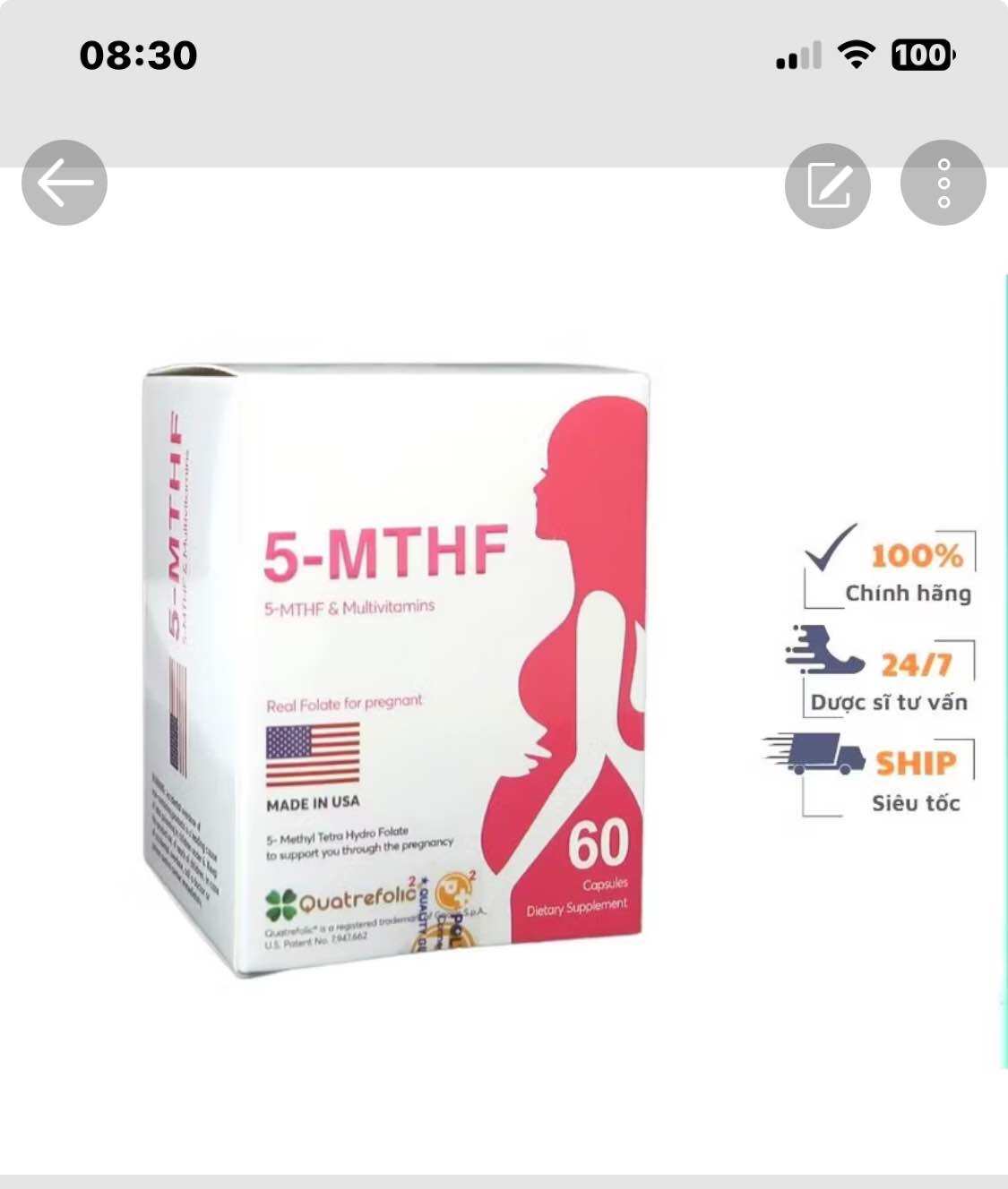 5 MTHF 60v và 30v- bổ trứng, tăng thụ thai, hỗ trợ vô sinh hiếm muộn