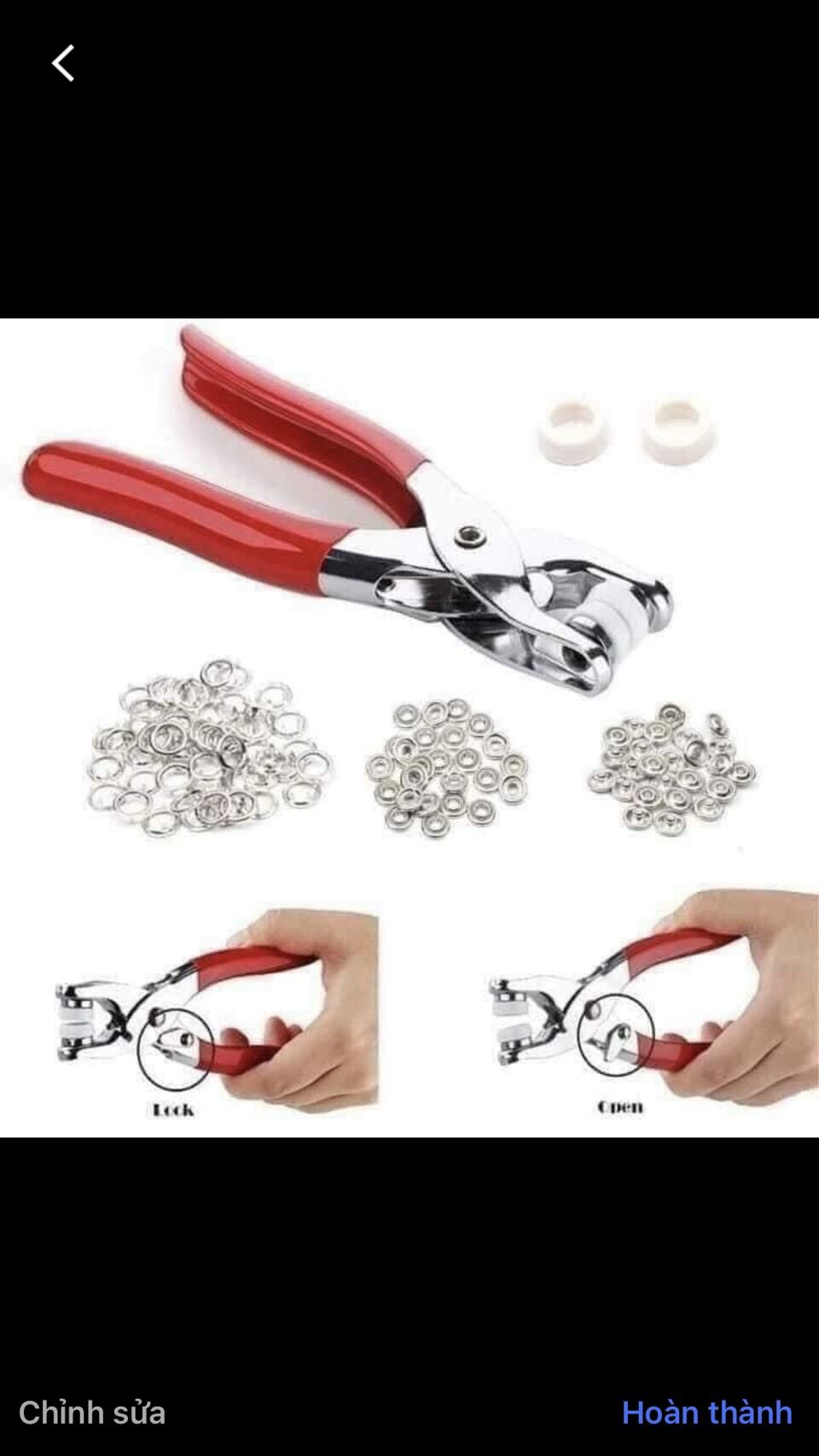Bộ kìm bấm khuy kèm 100 nút bấm