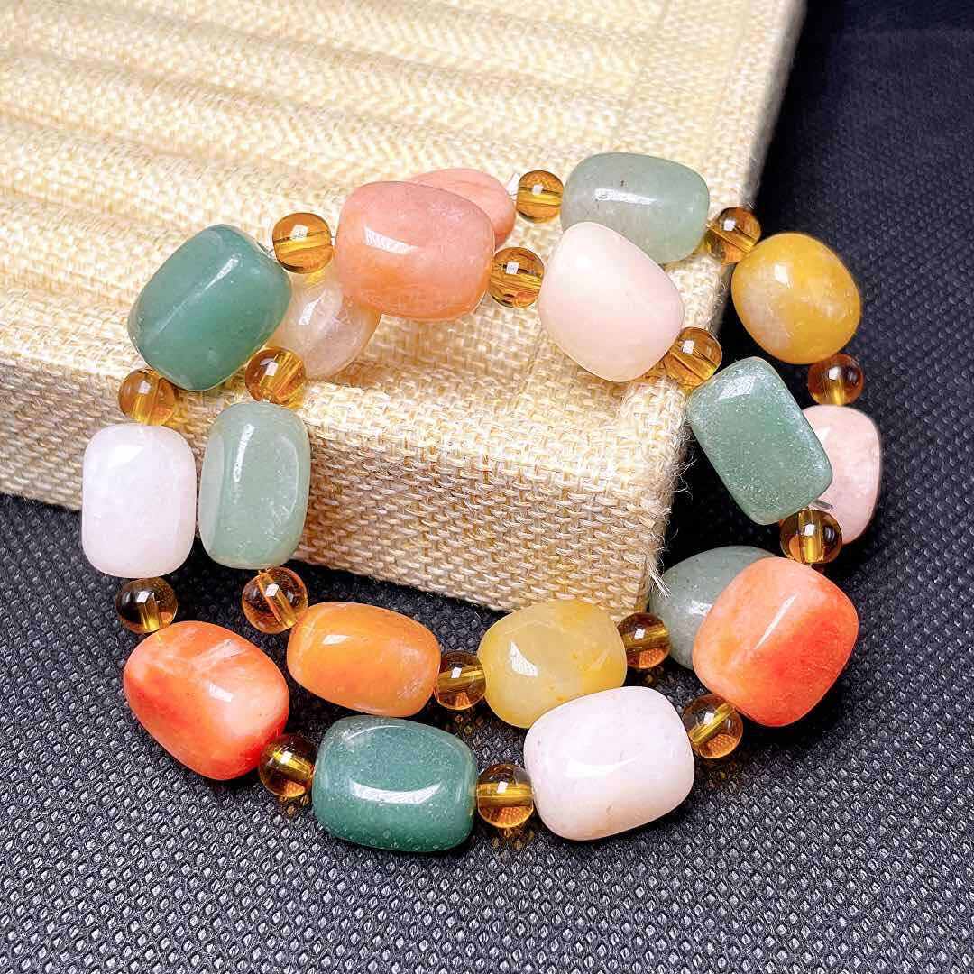 Shan Jade Museum Natural Gobi Rough Stone Rare Stone Large Particle Sugar Heart Agate Colorful Beads Bracelet Men