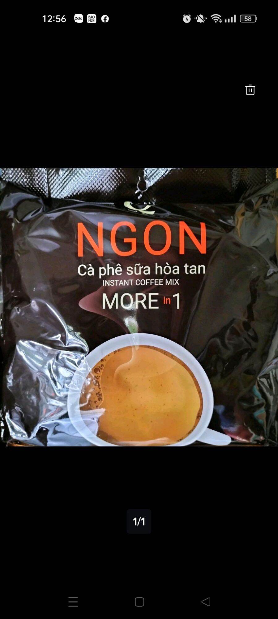 cafe sữa hoà tan Ngon Trần Quang bịch to 52 gói