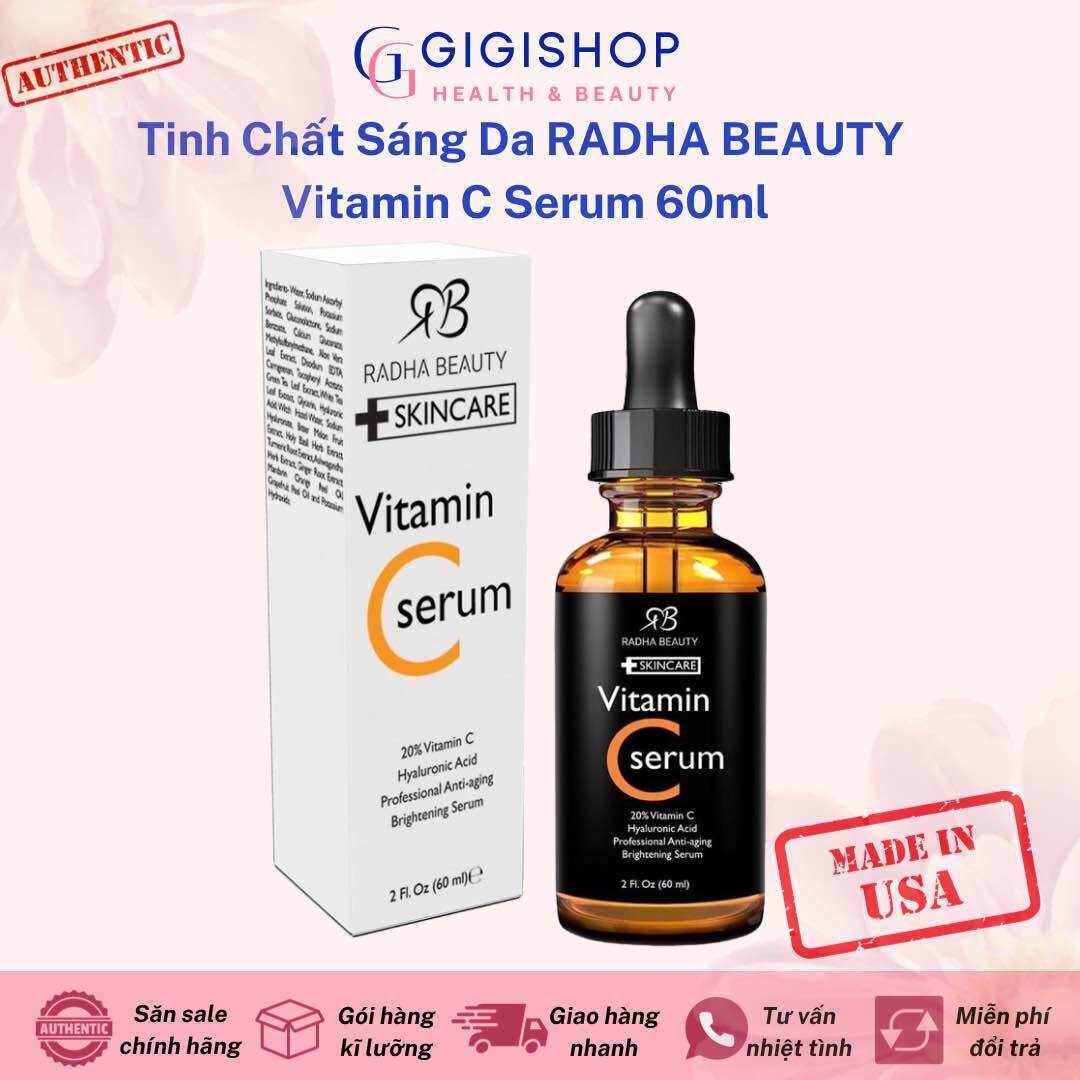 Tinh Chất Sáng Da Mờ Thâm Radha Beauty Skincare Vitamin C Serum 60ml (Bill USA)