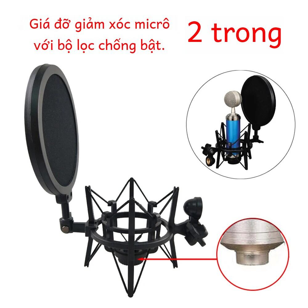 Micro Chống Sốc Với Bộ Lọc Pop Kính Chắn Gió Cho Phòng Thu Ghi Âm Và Phát Trực Tuyến Rung Giảm Tiếng Ồn Mic Chống Sốc Phụ Kiện