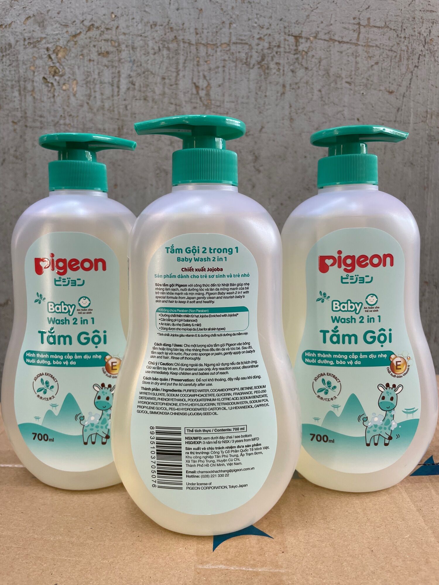 Tắm Gội Pigeon BaBy 2in1 700ml(Mầu Xanh)