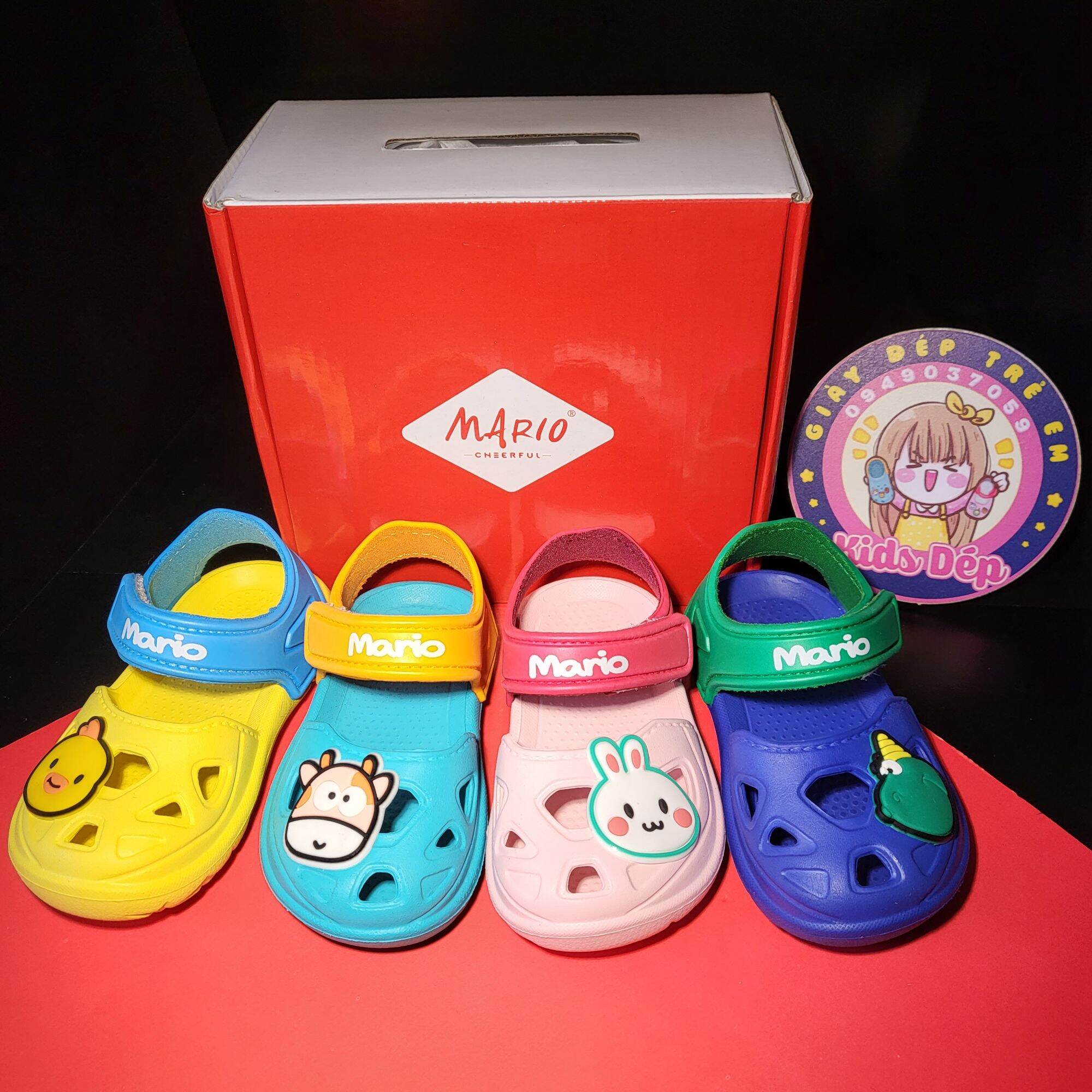 Sandal xốp quai dán Cheerful Mario phiên bản 2020 cho bé trai gái 1-5 tuổi