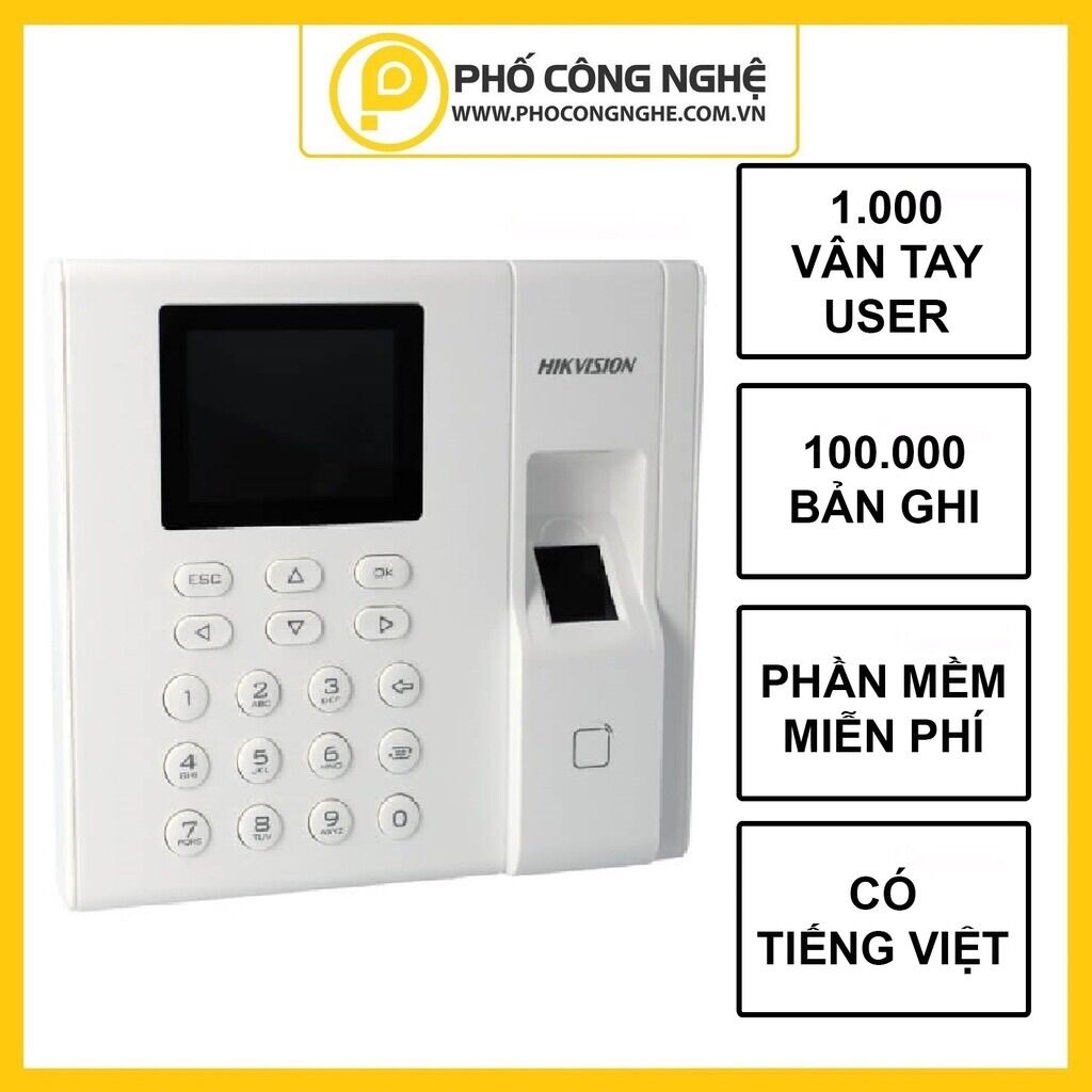 Máy chấm công vân tay hikvision ds-k1a8503f