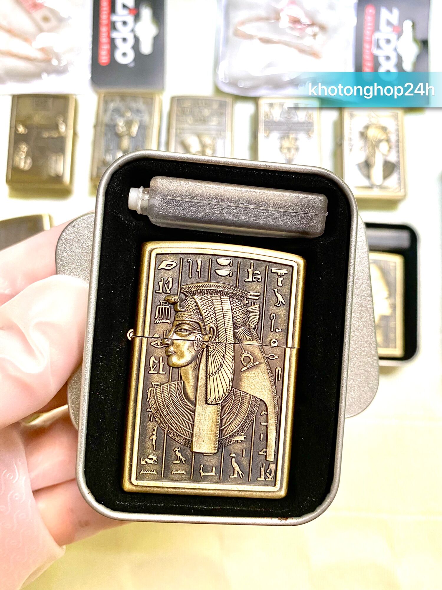Bật Lửa quẹt Zippo độc lạ Hình Nổi Ai Cập Cổ đại