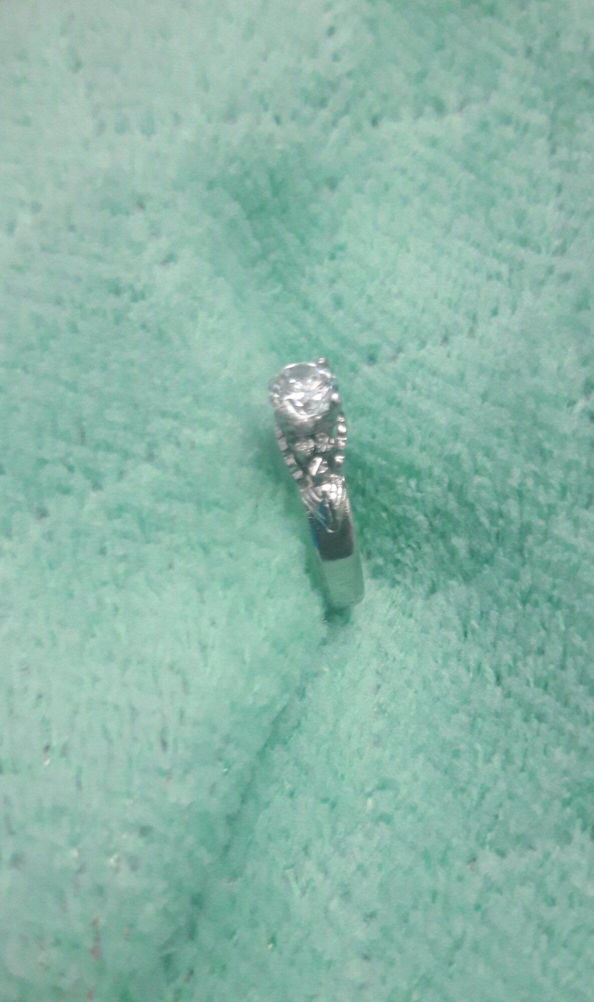 Nhẫn em bé 1 hột xoàn trắng, nhẫn inox