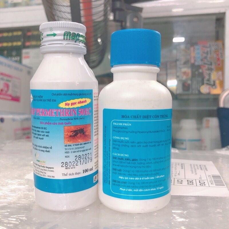Bộ đôi diệt bọ chét : Map permethrin 100ml + hantox 100ml