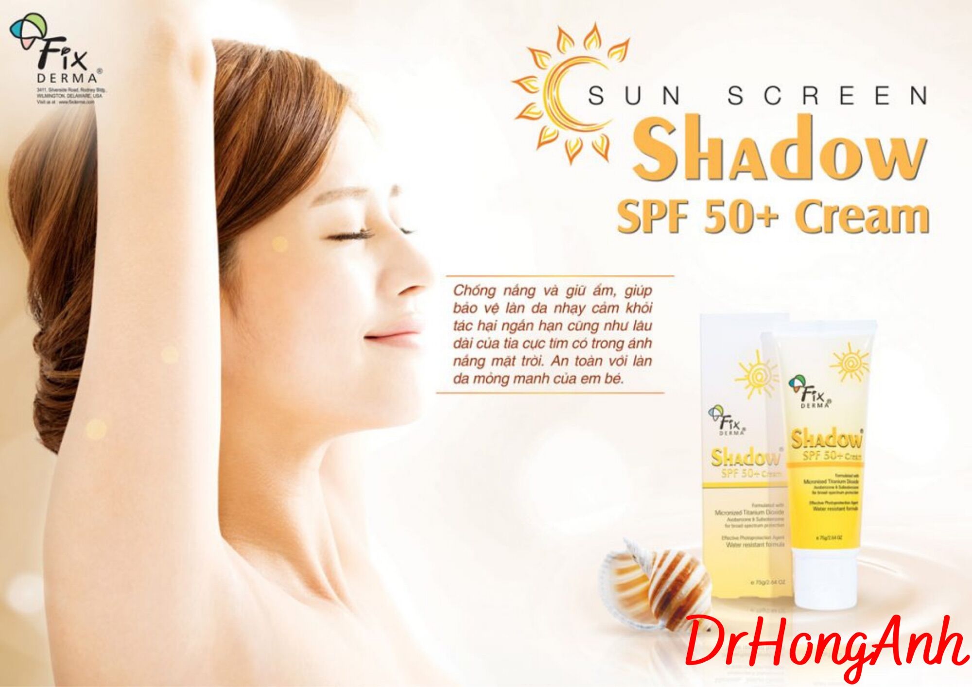 (CHÍNH HÃNG GIÁ RẺ) Kem chống nắng FIXDERMA SHADOW SPF 50+ CREAM 75g