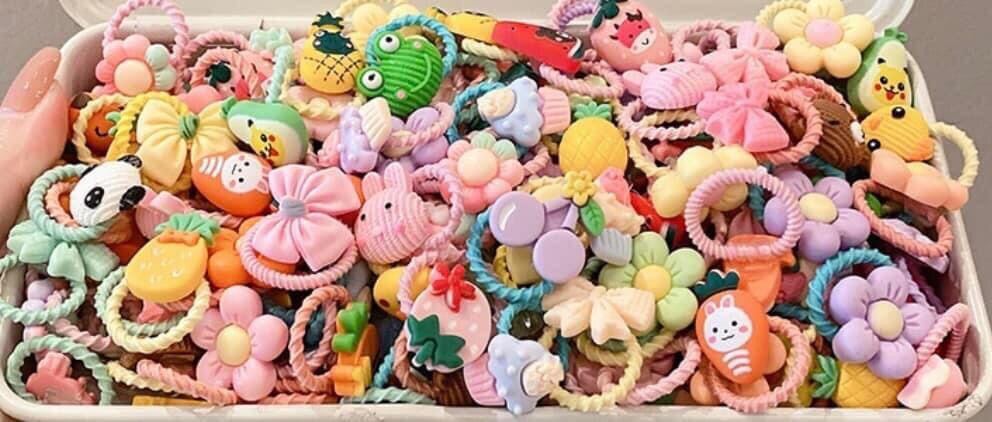 Set of 50 Hair Ties with Many Super Cute Patterns for Babies