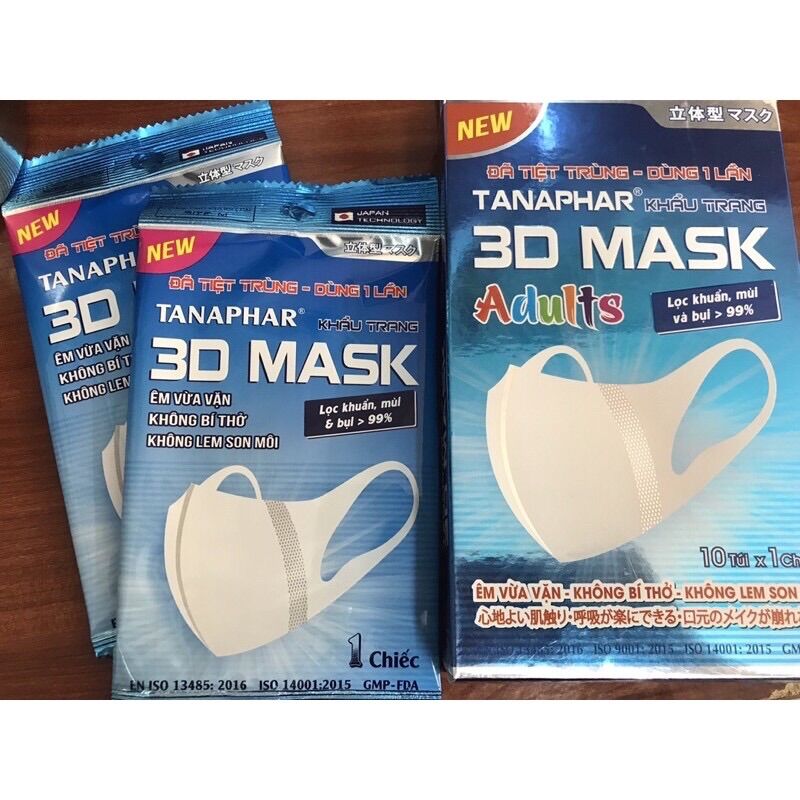 Khẩu trang 3D Mask người lớn, hộp 10 chiếc trong từng túi 1