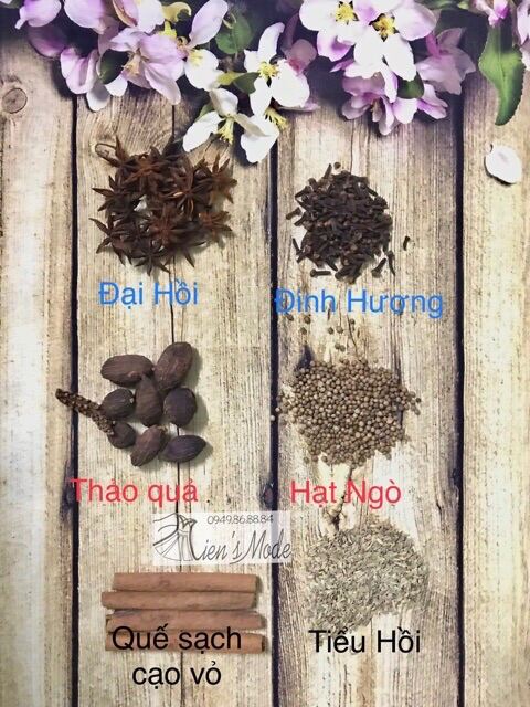 Set 6 vị nấu nước Phở, Lẩu quế sạch 65gr(tặng túi lọc)