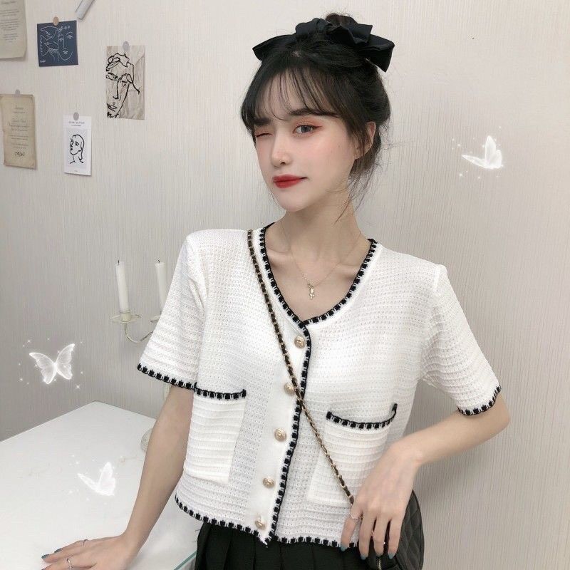 Áo kiểu ren 5 cúc vàng tiểu thư REN2