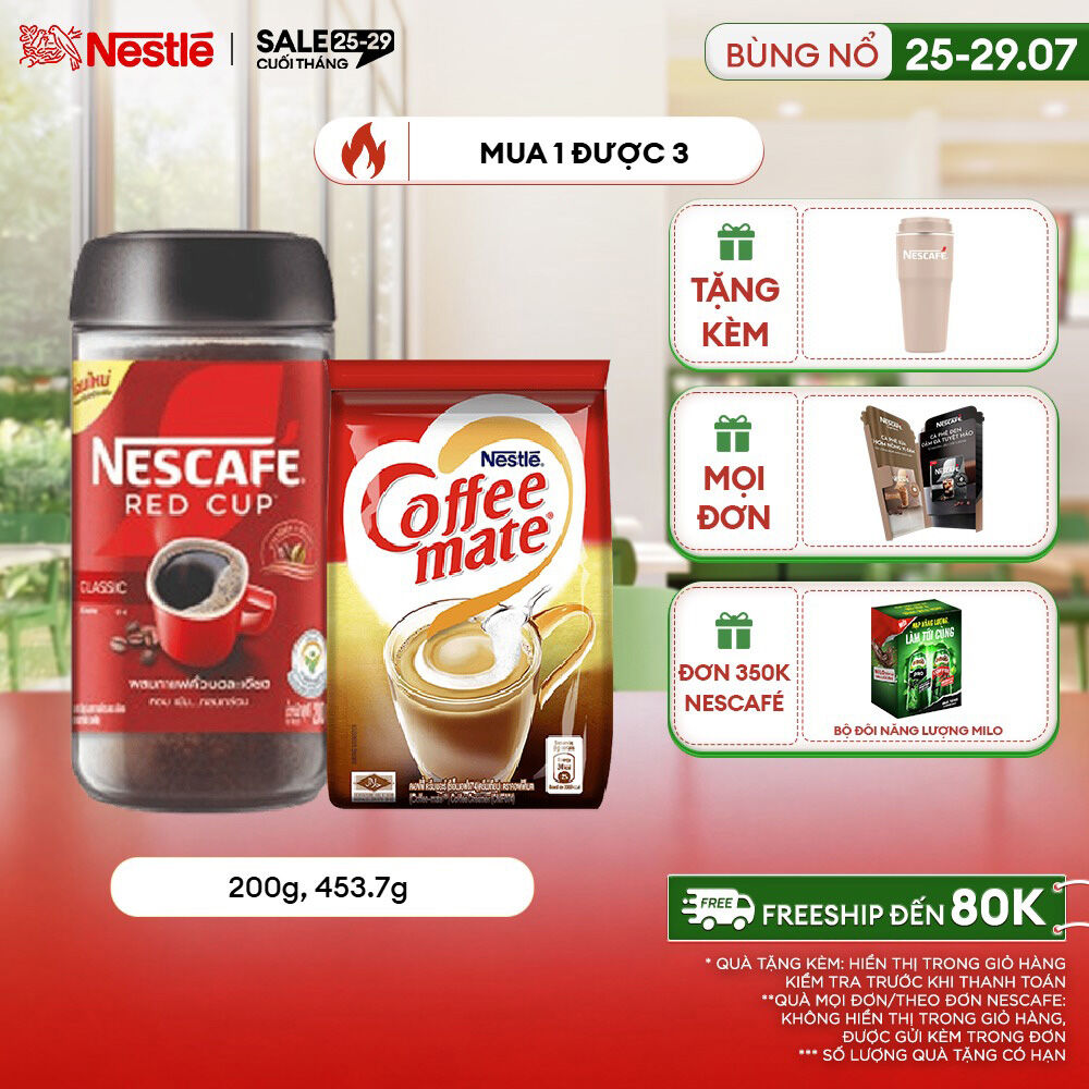[ƯU ĐÃI THÁNG 7] Combo 1 Hũ Cà Phê Nescafé Red Cup (200g) + 1 Bột kem Nestle Coffee Mate (453.7g)