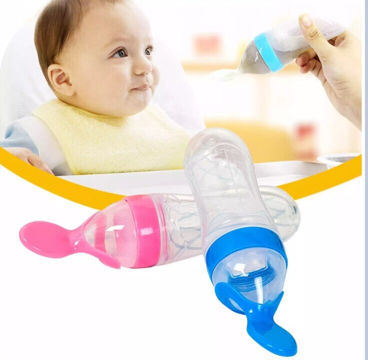 90ml Silicone Baby Feeding Spoon Bottle for Convenient Baby Weaning