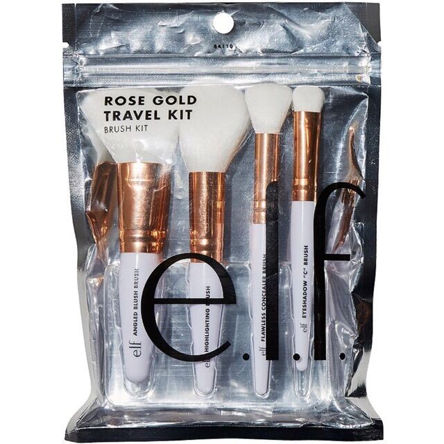 Set cọ siêu đẹp nhỏ gọn đi du lịch Elf e.l.f elf Rose Gold Travel Brush Kit Brush Set elf rose gold brush set
