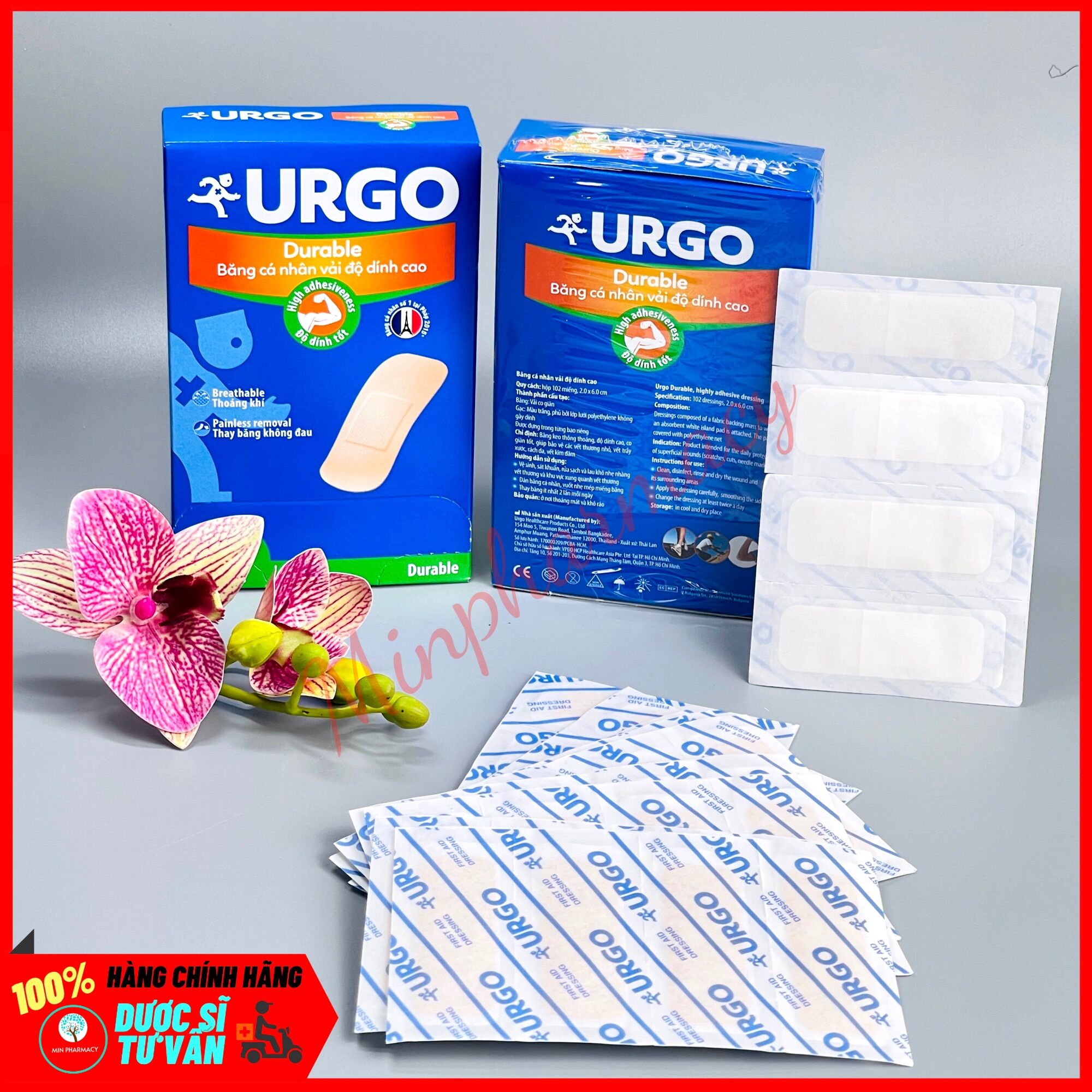 Băng cá nhân vải độ dính cao Urgo Durable (100 miếng/hộp) - Minpharmacy