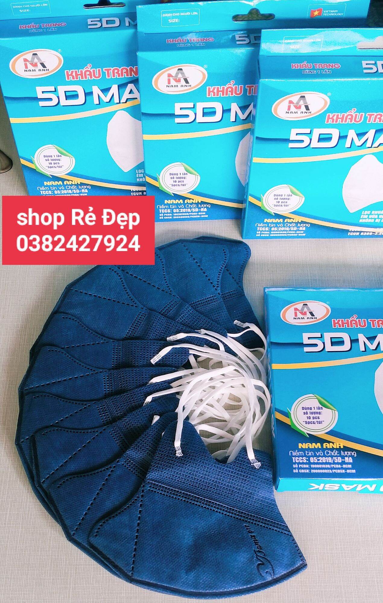 Combo 10 hộp khẩu trang y tế 5D quai thun. mỗi hộp 10 cái. có đủ màu được mix màu. hãng Nam Anh famapro