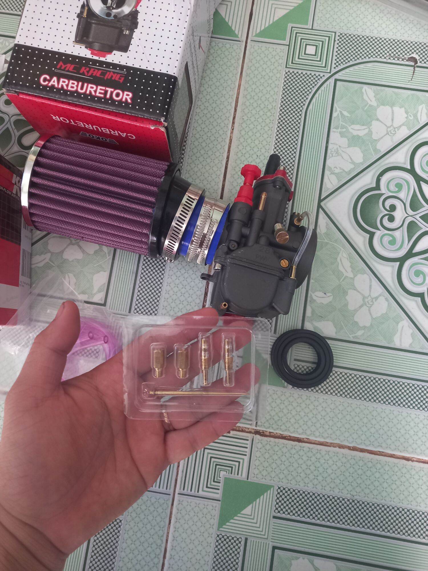 Combo bình xăng OKO ga dẹp họng 28 ( tặng kèm lọc trụ KN)