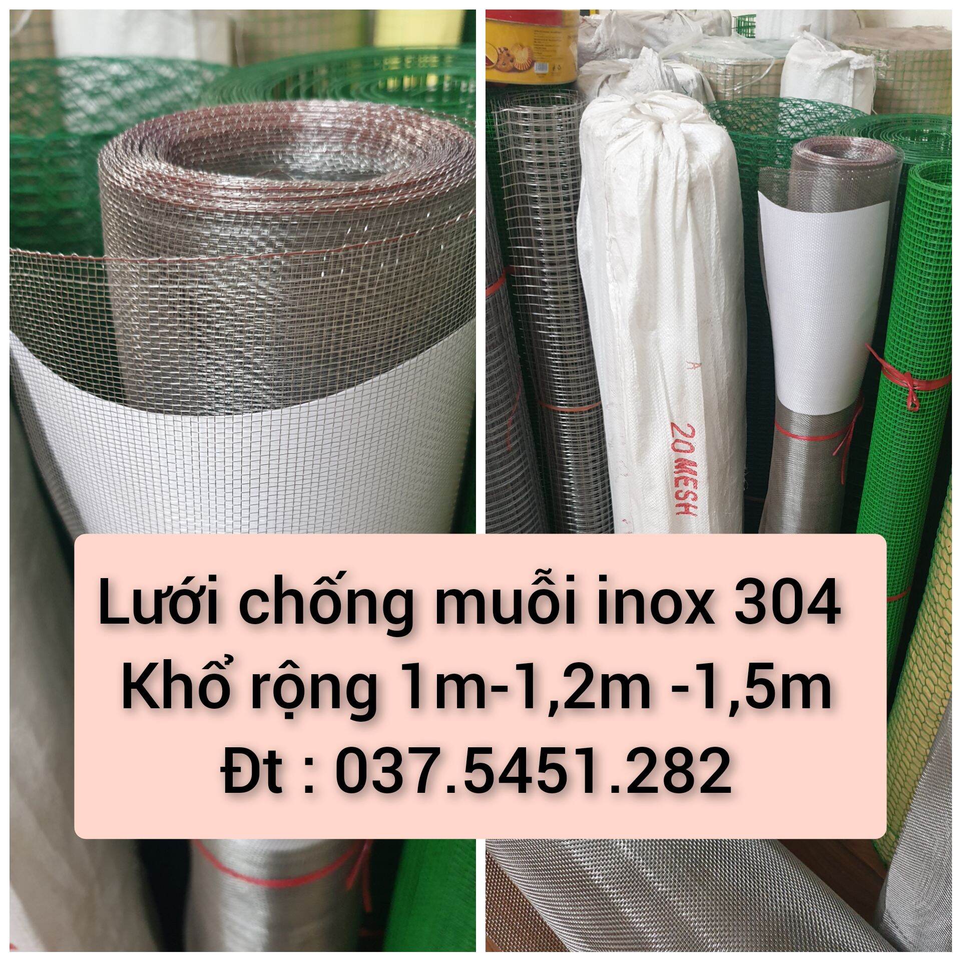 Lưới chống muỗi inox 304 khổ rộng 1,2m ( cắt lẻ theo chiều dài , 1m x 1,2m : 100k)