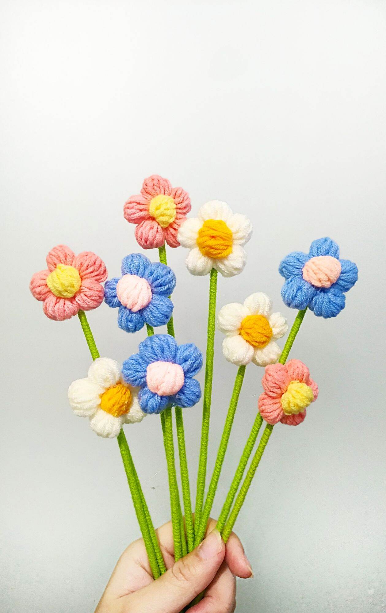 Hoa Daisy len nhiều màu | Hoa len handmade