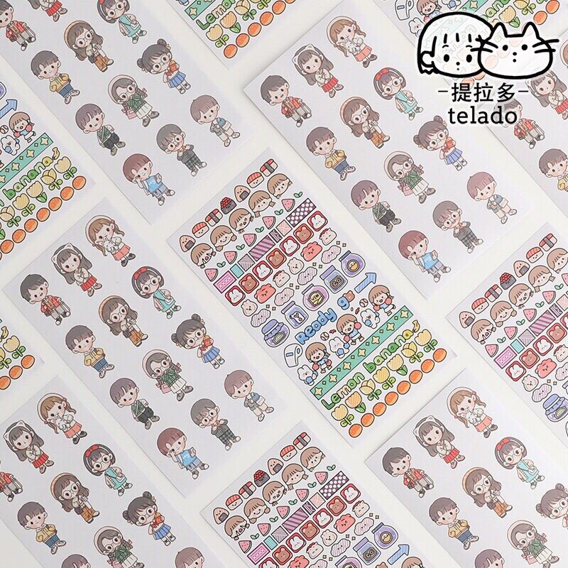 1 tấm sticker dán trang trí hoạ tiết hình Tirado dễ thương