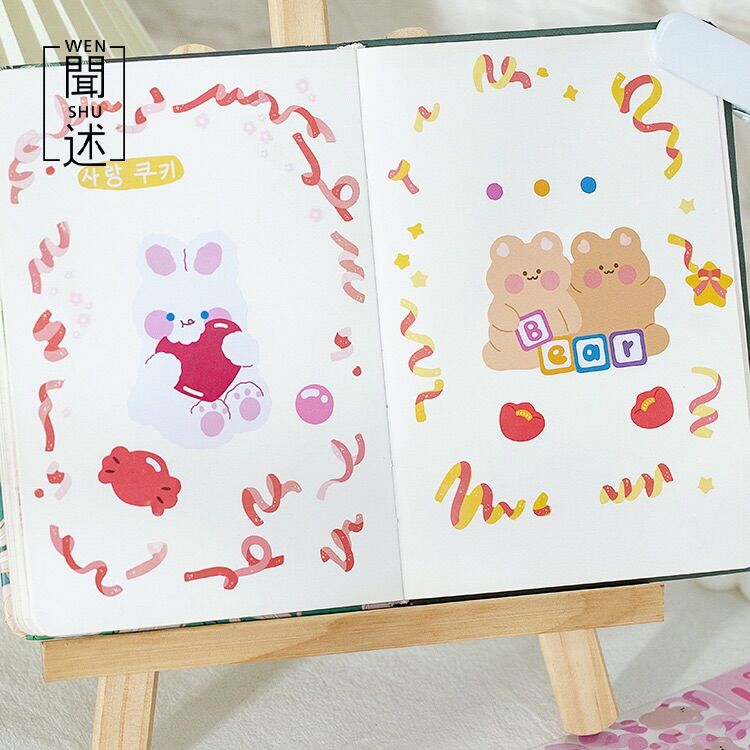 HAI TẤM STICKER GẤU VÀ RUY BĂNG