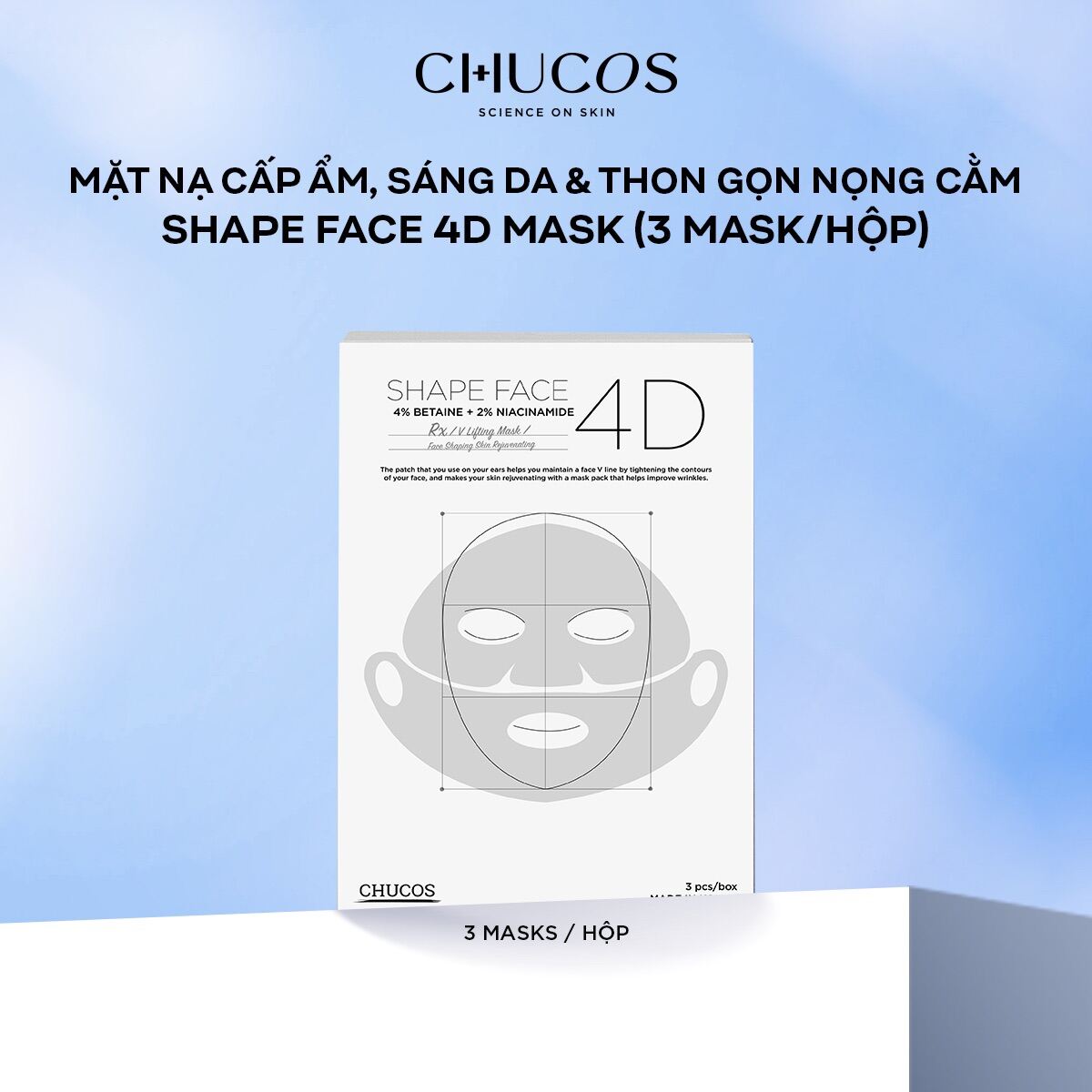 Mặt Nạ V-line 4D Hai Bước Tác Động Kép Chucos Shape Face 4D Mask 3 Miếng thumbnail